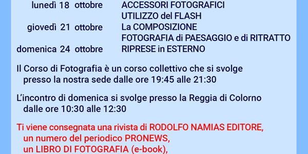 Corso di Fotografia – ottobre 2021 – FEN