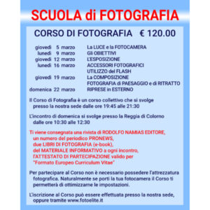 CORSO DI FOTOGRAFIA<br>MARZO 2026